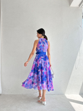 Chiffon Sleeveless Printed Midi Dress