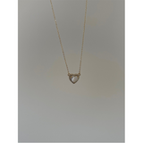 Steel Minimal Stone Heart Necklace