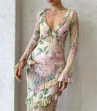 Printed Tassel Silk Dress