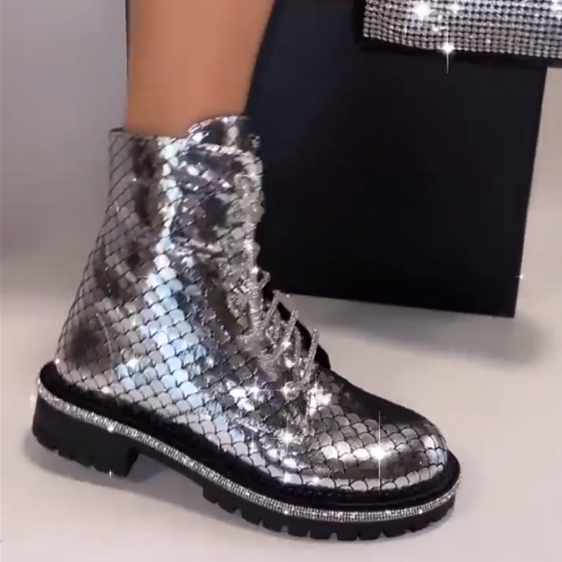 Metallic Silver Shiny Boots