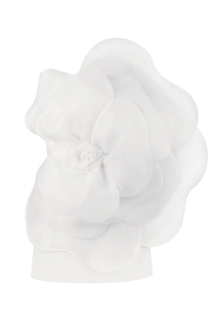 White Oversized Three-dimensional Flower Mini Dress