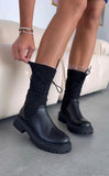 Knit Women's Boots with Lace-Up Detail