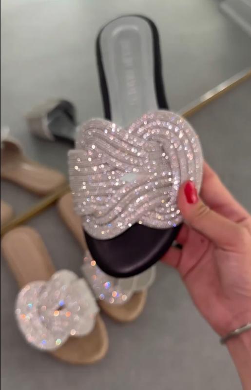 Crystal Braided Bow Slippers
