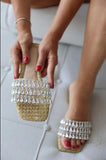 Linen Woven Crystal Jewelry Slippers