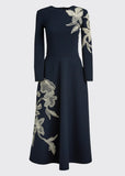 Elegant Cut-out Detail Floral Midi Dress