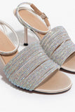 Pearl satin jewel detail heeled sandals