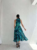 Chiffon Sleeveless Printed Midi Dress