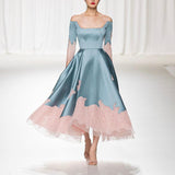 Teal Blue Satin Length Dress
