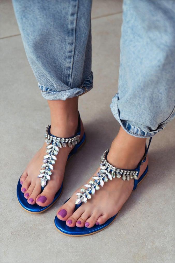Metallic jewel detail sandals