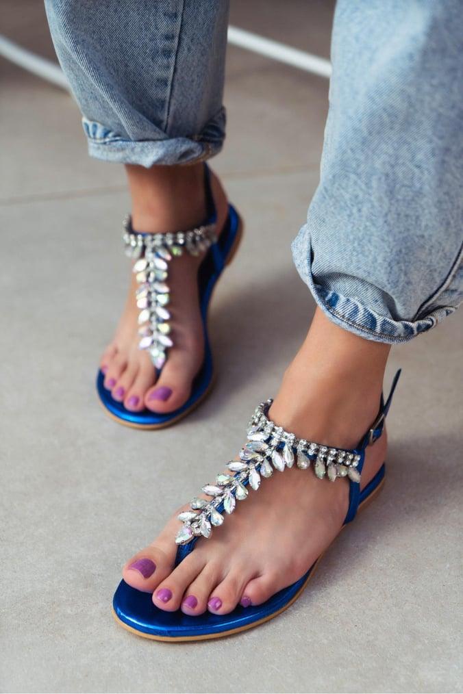 Metallic jewel detail sandals