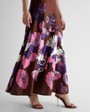 Satin Floral Twist Front Maxi Dress