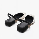 Velvet Square Diamante Detail Flats Sandals