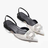 Velvet Square Diamante Detail Flats Sandals