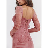 Pink Print Corset Midi Dress