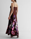 Satin Floral Twist Front Maxi Dress