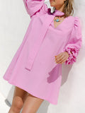 Puffy Sleeve Short Dress For Occasion