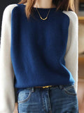 Blue Color Block Long Sleeve Sweater