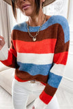Showy Striped Round Neck Sweater