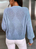 Blue Round Neck Plain Sweater