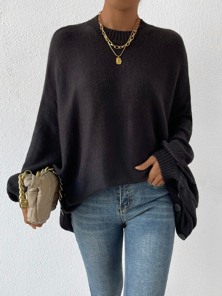 Simple Long Sleeve Plain Sweater