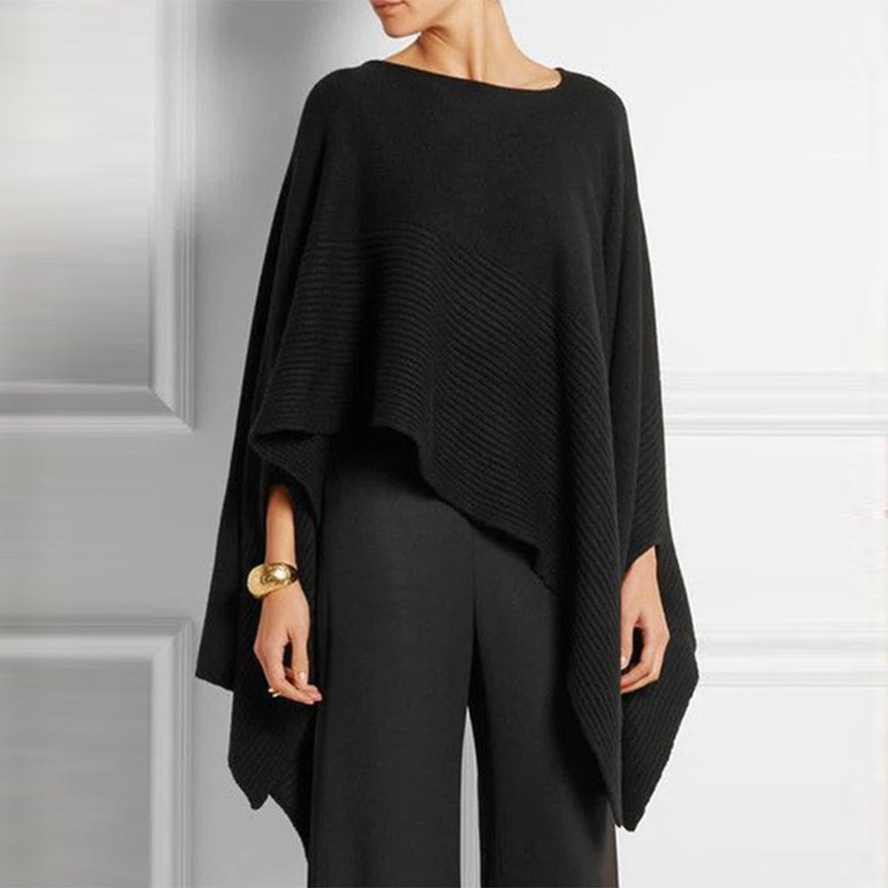 Baggy Plain Black Long Sleeve Sweater