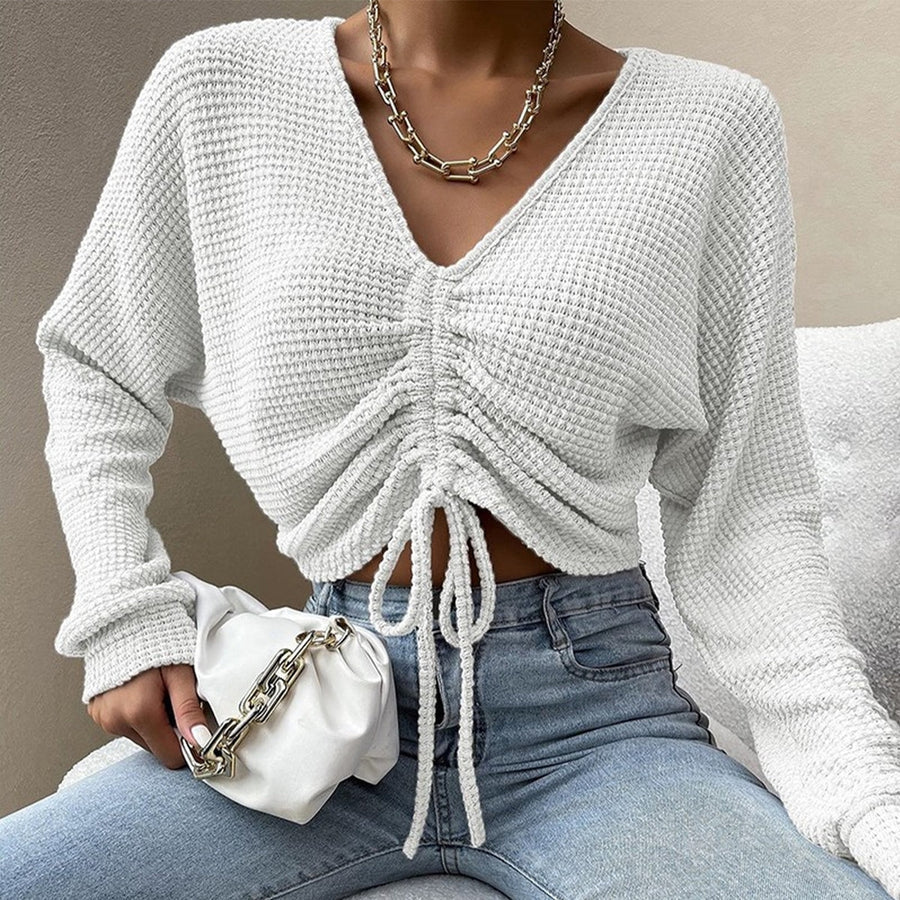 White Plain V-Neck Sweater