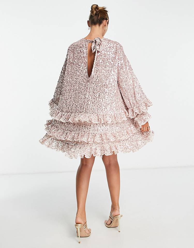 Frill Sequin Mini Dress