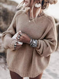 Brown Round Neck Long Sleeve Sweater