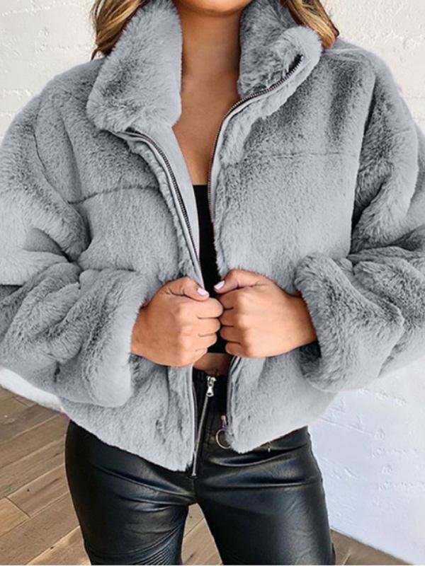 Women's Coats Faux Fur Zip Cardigan Plush Coat