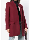 Solid Color Stand-Up Collar Pocket Coat