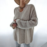 Vintage Plain V-Neck Sweater