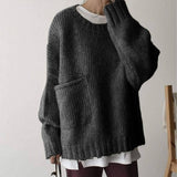 Vintage Plain Round Neck Sweater