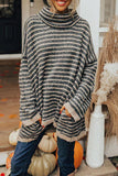 Retro Striped High Neck Sweater
