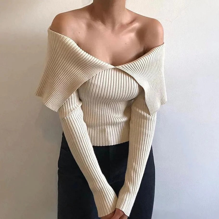 Apricot Long Sleeve Plain Sweater