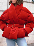 Loose Urban Plain Fleece Coat With Belt