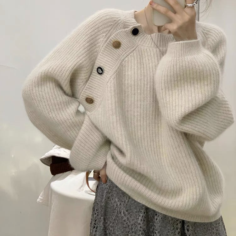 Chic Plain Apricot Sweater