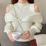 Ivory Mock Neck Plain Sweater