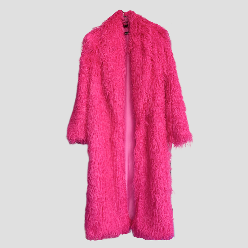Faux wool extra-long wool winter coat