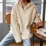 Apricot Plain Hoodie Long Sleeve Sweater