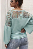 Hollow lace patchwork long-sleeved jersey