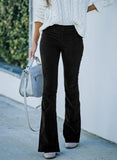 Solid High Rise Bell Bottom Corduroy Pants