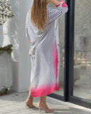 Stylish Striped Print Shirt Dress