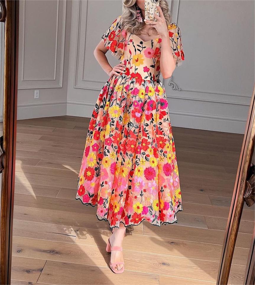 Floral Embroidered Grand Dress