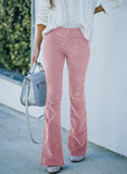 Solid High Rise Bell Bottom Corduroy Pants