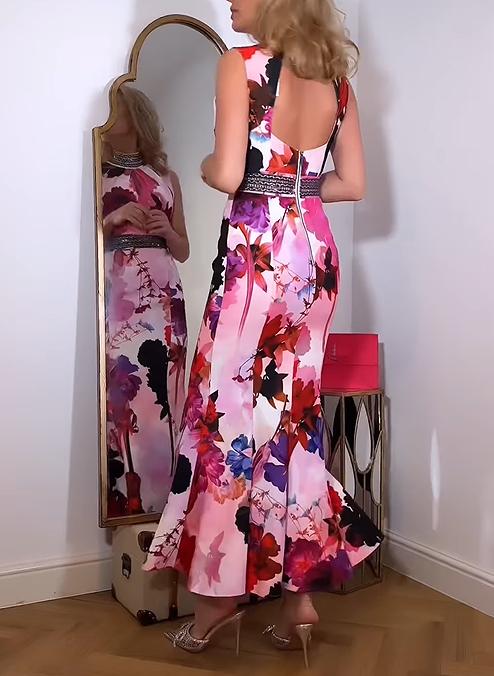Floral Backless Party Dress