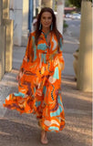 Orange Printed Maxi Dress