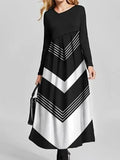 Black And White Striped Ruched Dress